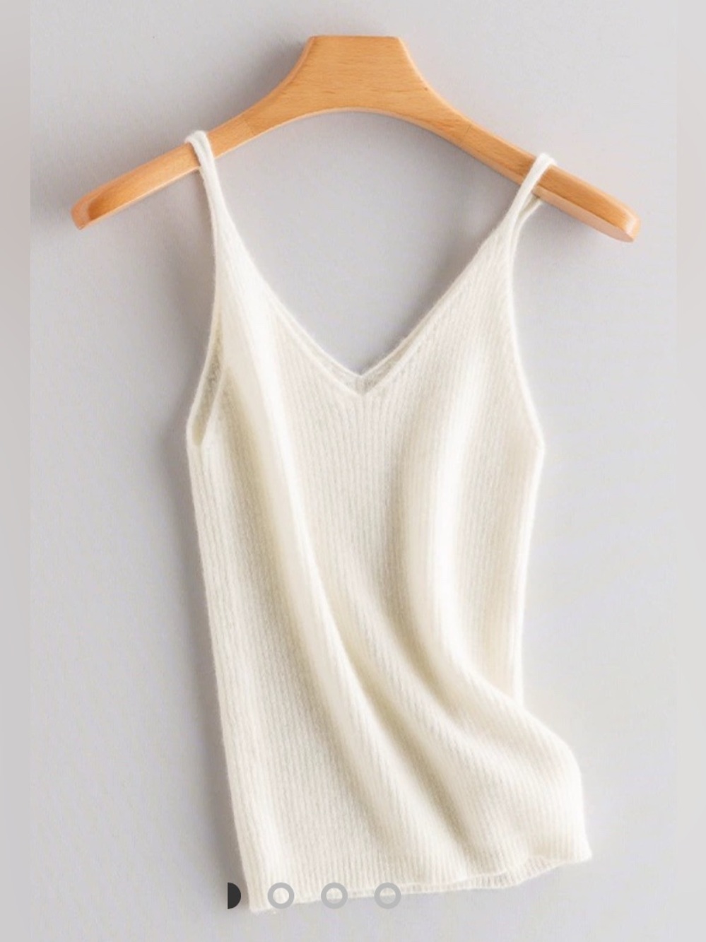 Loft Knit V-Neck Spaghetti Strap Tank - White